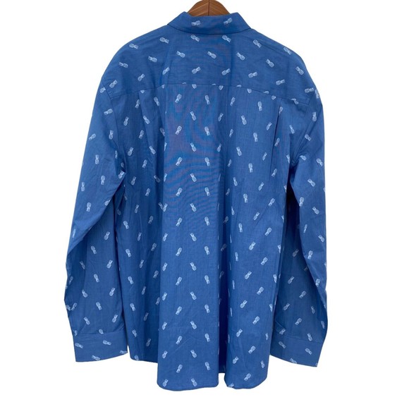 Crown & Ivy Men’s Shirt XL Classic Fit Button Down Motion Flex Blue Pineapples - Picture 3 of 8
